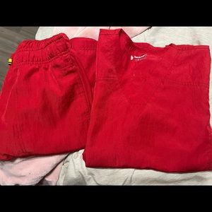 Wonder wink scrub set, red, top and bottom